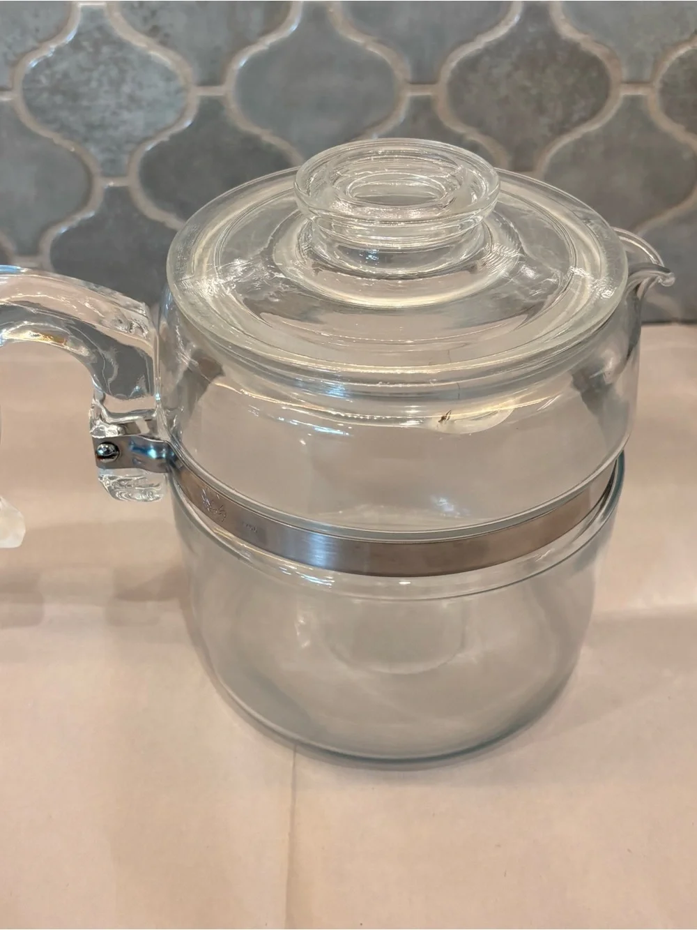 Pyrex Coffee Percolator carafe with Stainless Band no pump or basket 6 cup